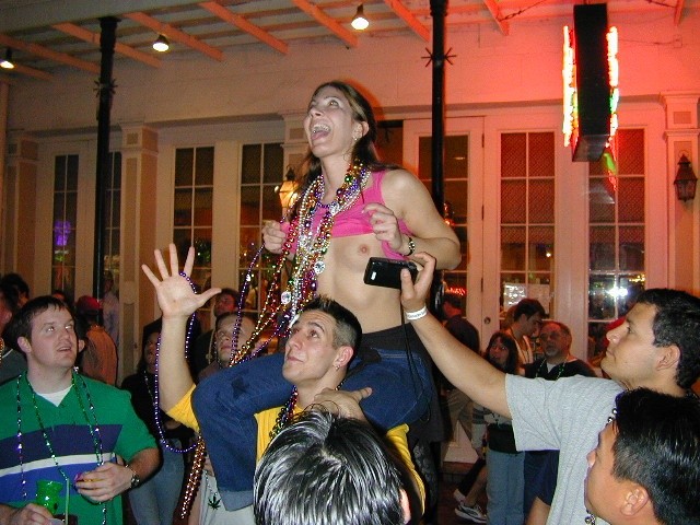 Wild and drunk babes showing their tits at the mardigras #76396790