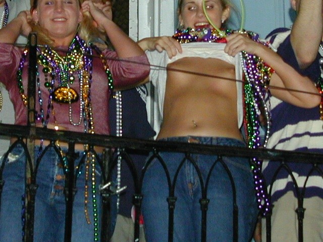 Wild and drunk babes showing their tits at the mardigras #76396803