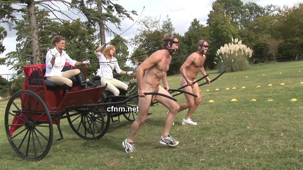 La contessa tiene la sua annuale corsa di carri maschili nudi nella sua grande tenuta
 #71932714