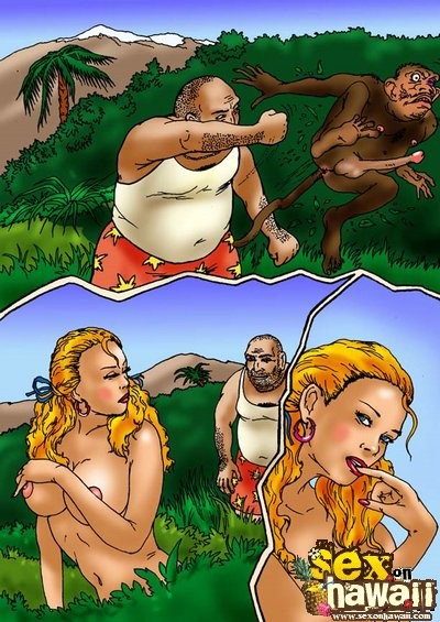 Obszöne und schlüpfrige Cartoon-Sex-Action in Hawaii
 #69715411