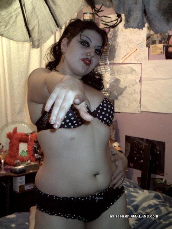 Gothic bbw flaunts her chubby body #68231058