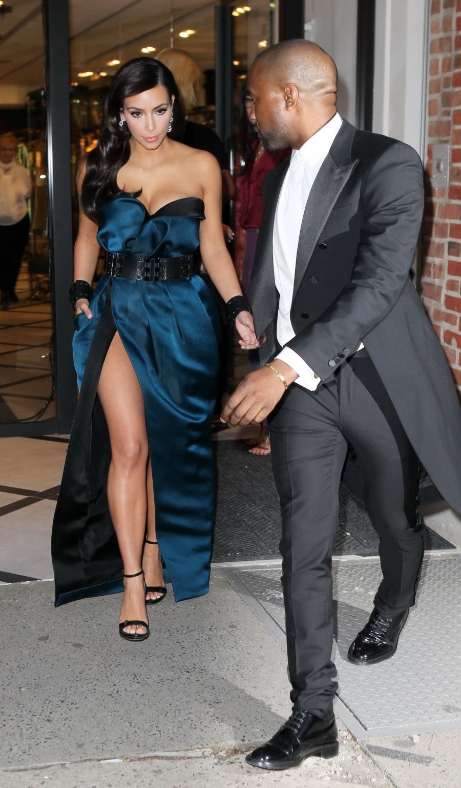 Kim Kardashian cleavy and leggy flashing her panties while leaving MET Costume I #75197229