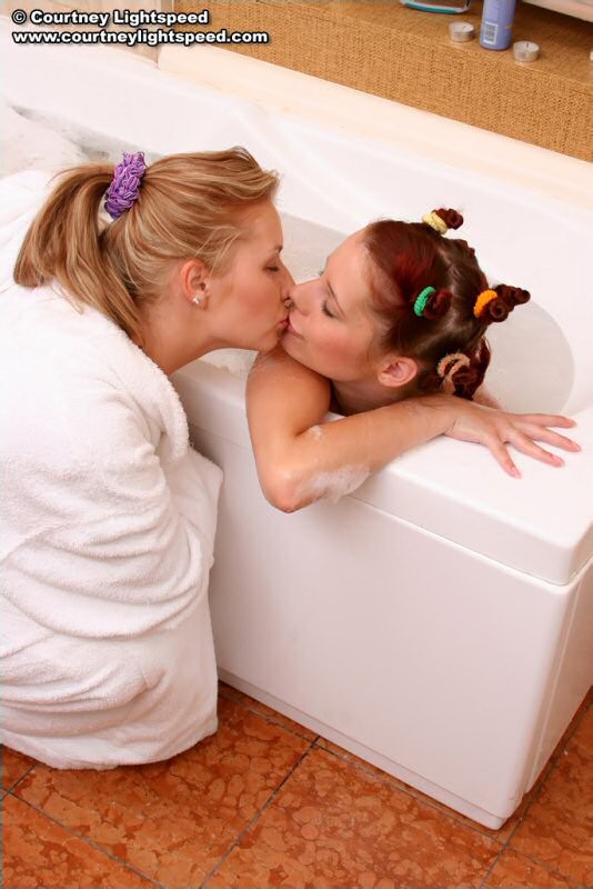 Teen lesbians have fun in the bathtub #73866315