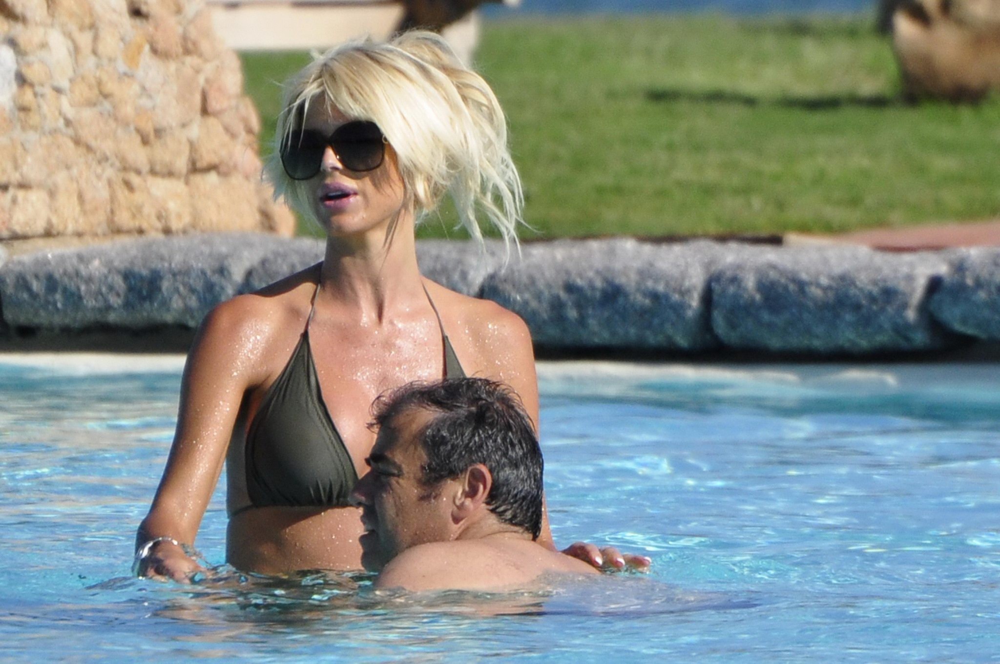 Victoria Silvstedt wearing bikini at the pool in Porto Cervo #75290996