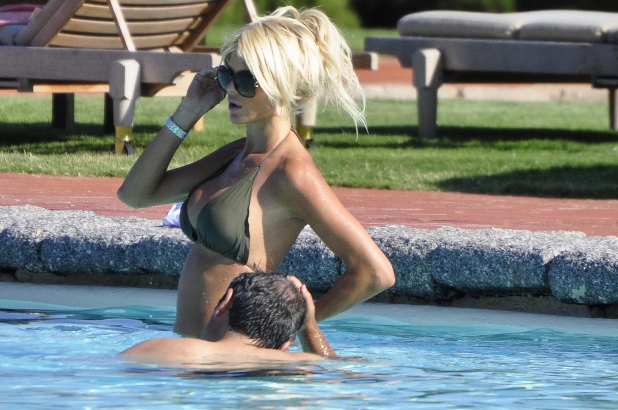 Victoria Silvstedt wearing bikini at the pool in Porto Cervo #75291004