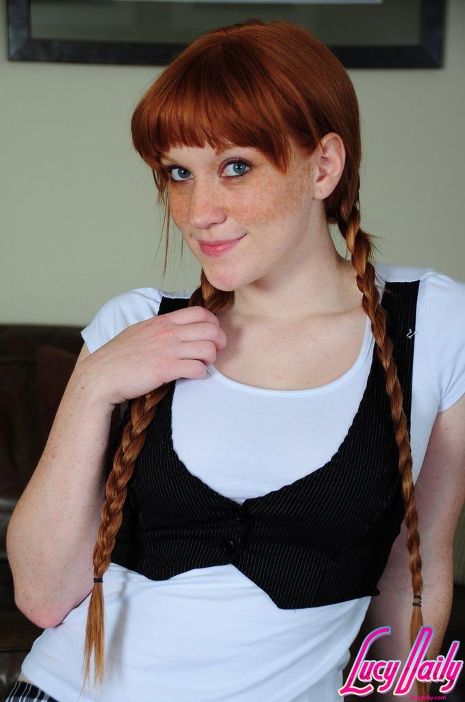 Pale redhead schoolgirl in braids #76747067