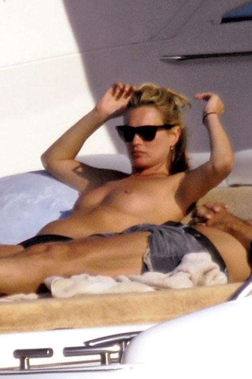 Kate Moss showing her nice tits on yacht with some friends paparazzi pictures #75384701