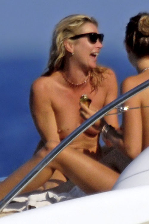 Kate Moss showing her nice tits on yacht with some friends paparazzi pictures #75384721