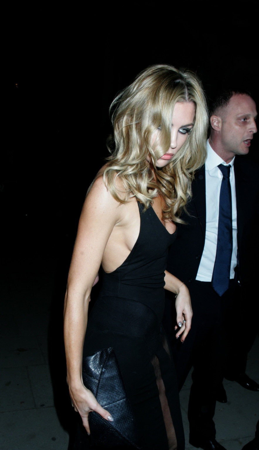 Abigail Clancy shows side-boob and ass wearing a sexy black dress for the Attitu #75215588