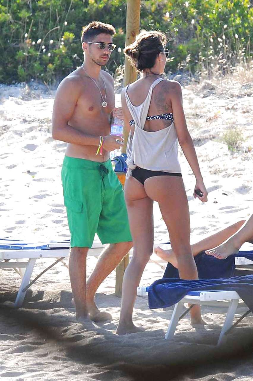 Melissa Satta showing her fantastic ass in thong bikini on beach paparazzi pictu #75294788