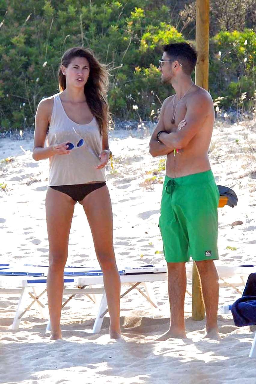 Melissa Satta showing her fantastic ass in thong bikini on beach paparazzi pictu #75294805