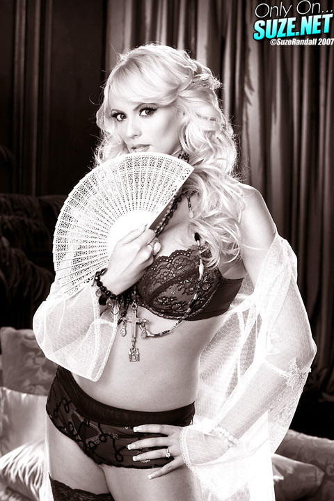 Booby Stormy Daniels in lingerie and stockings BW #73128917