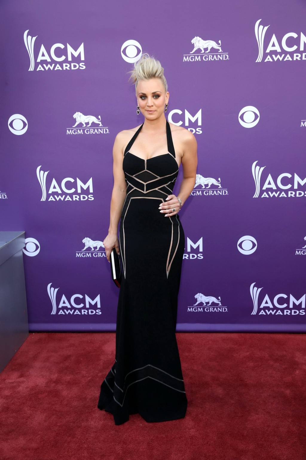 Kaley Cuoco shows cleavage wearing a low cut black dress at 48th Annual Academy  #75235825