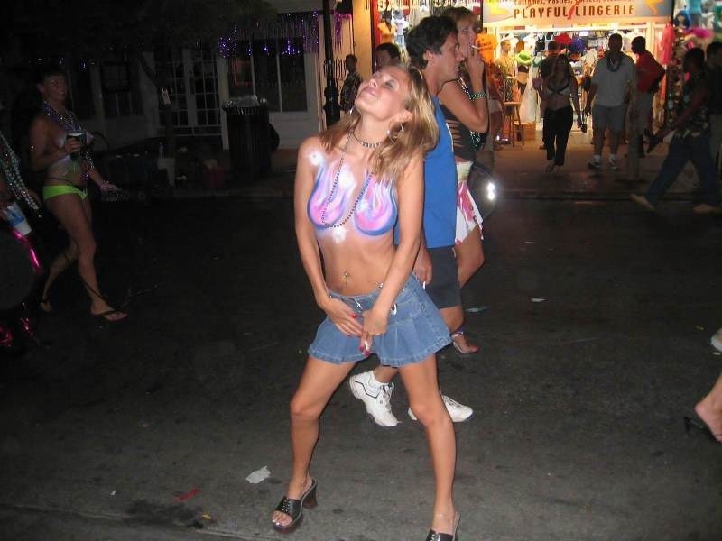 Drunk Wasted Party Girls Flashing Perky Breasts In Public #76400106