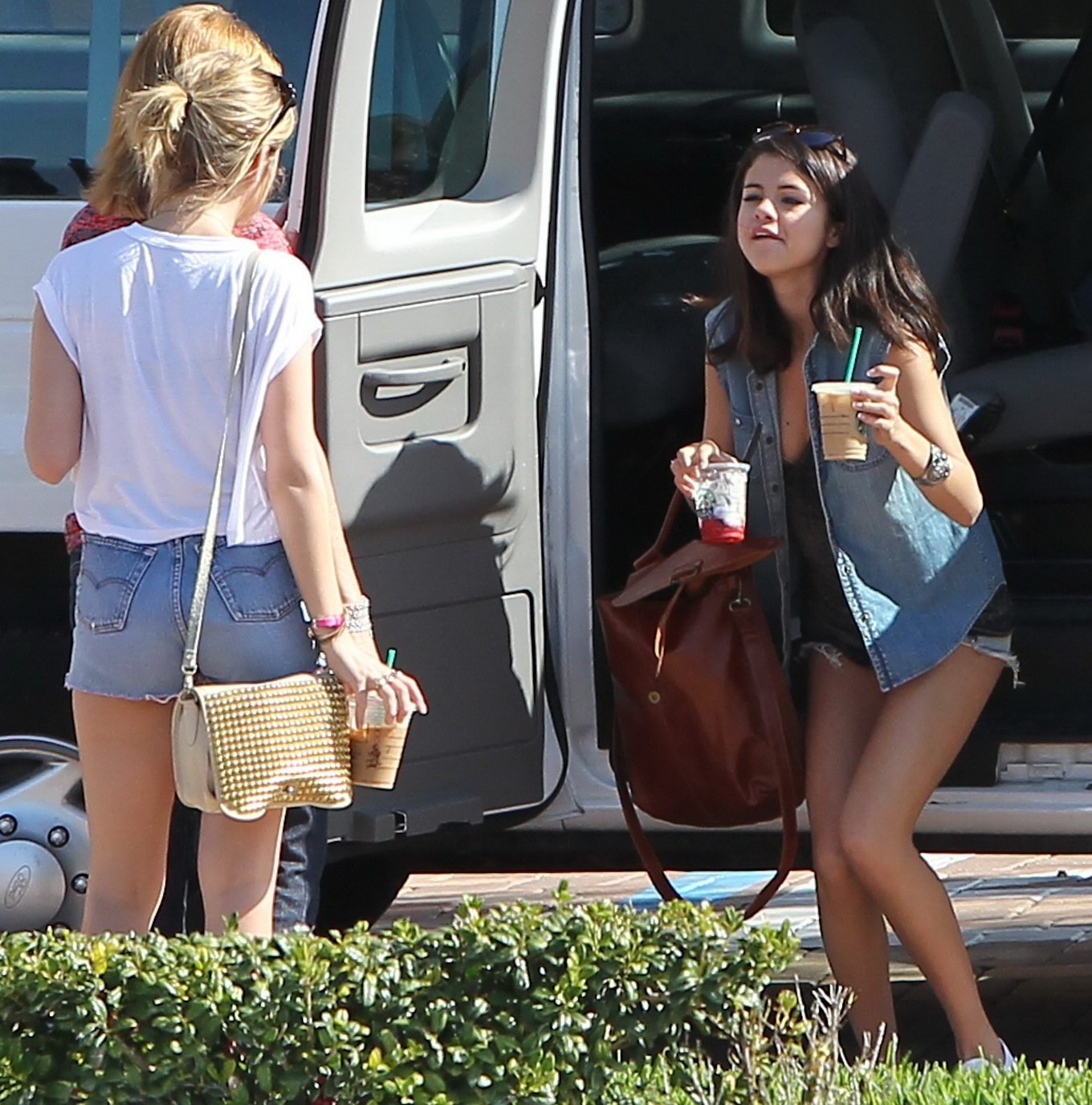Selena Gomez leggy  downblouse outside a tanning salon in Florida #75272042