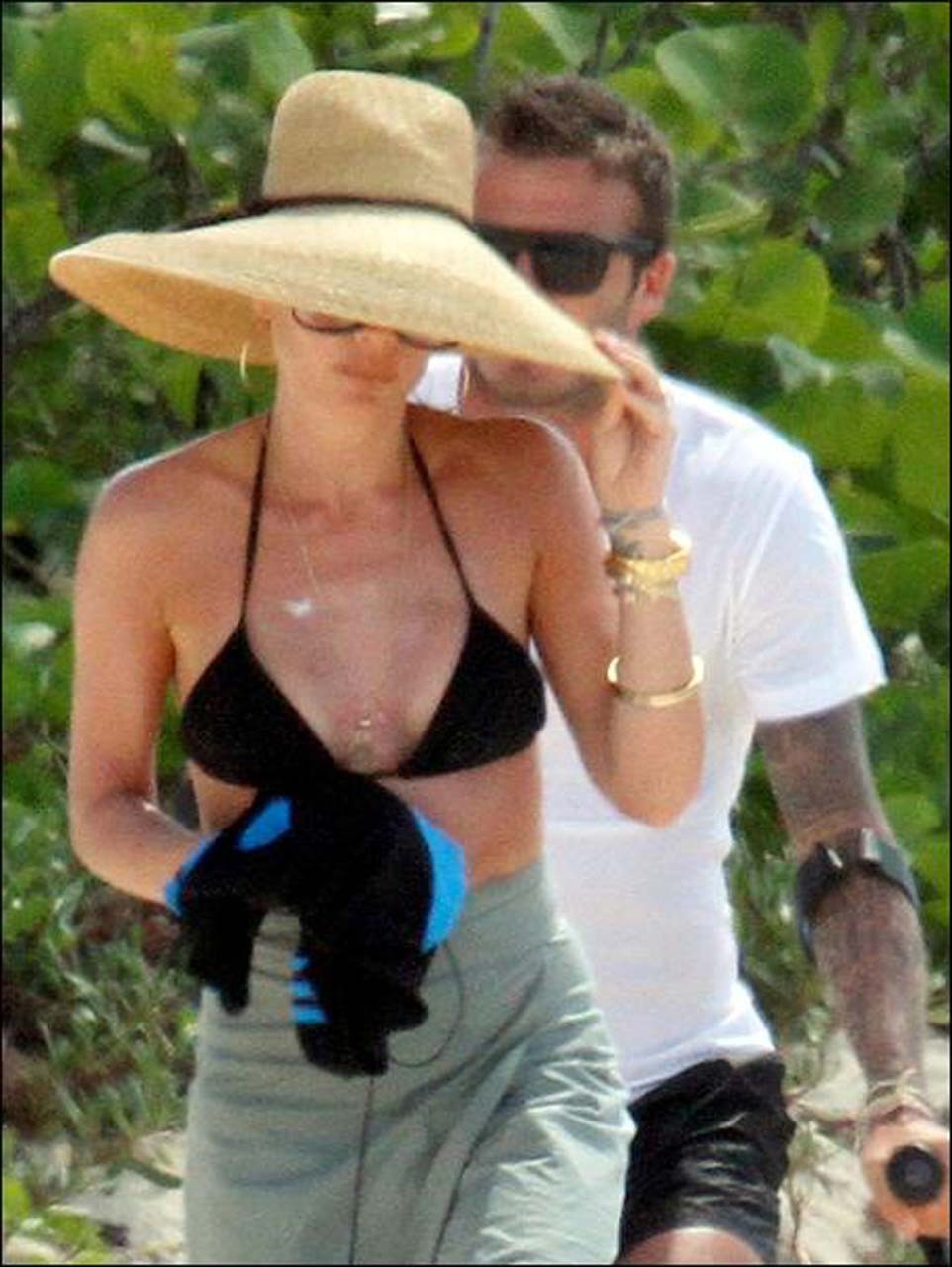 Victoria Beckham caught topless by paparazzi while sunbathing and sexy in bikini #75324480