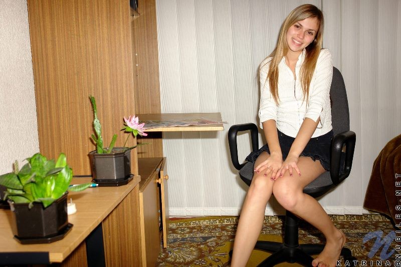 Petite hot teenie with tiny body and shaved pussy in office #78566037