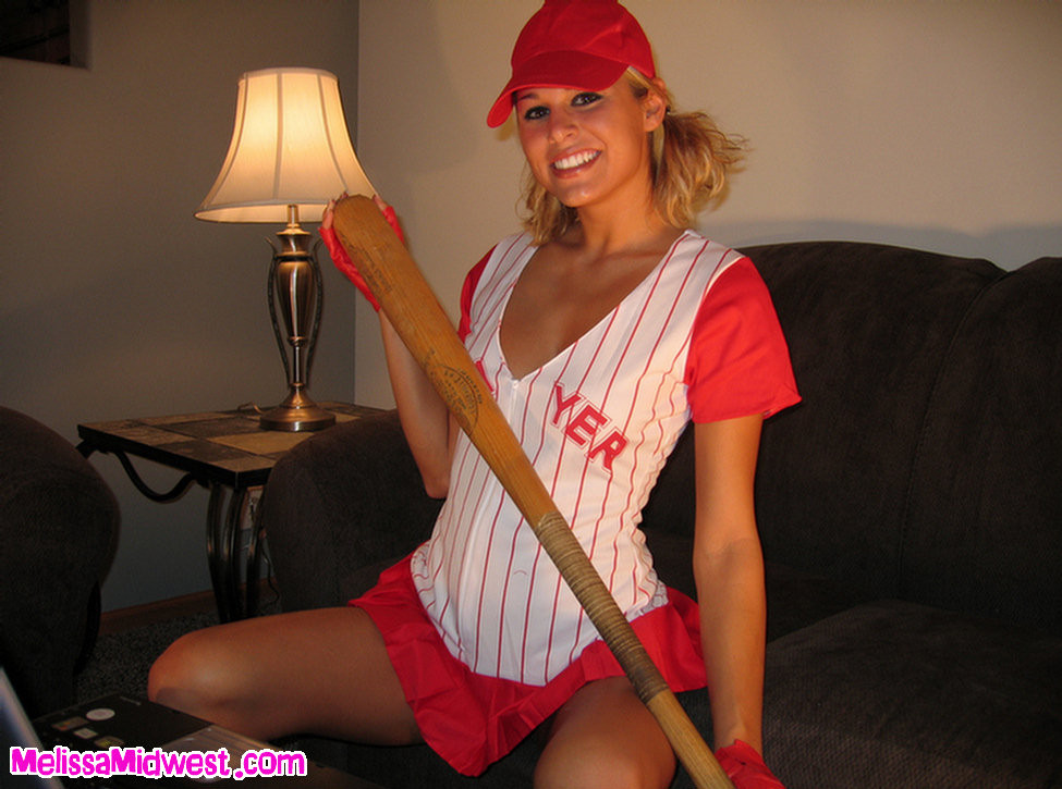 Melissa Midwest posing in her baseball outfit #67417666