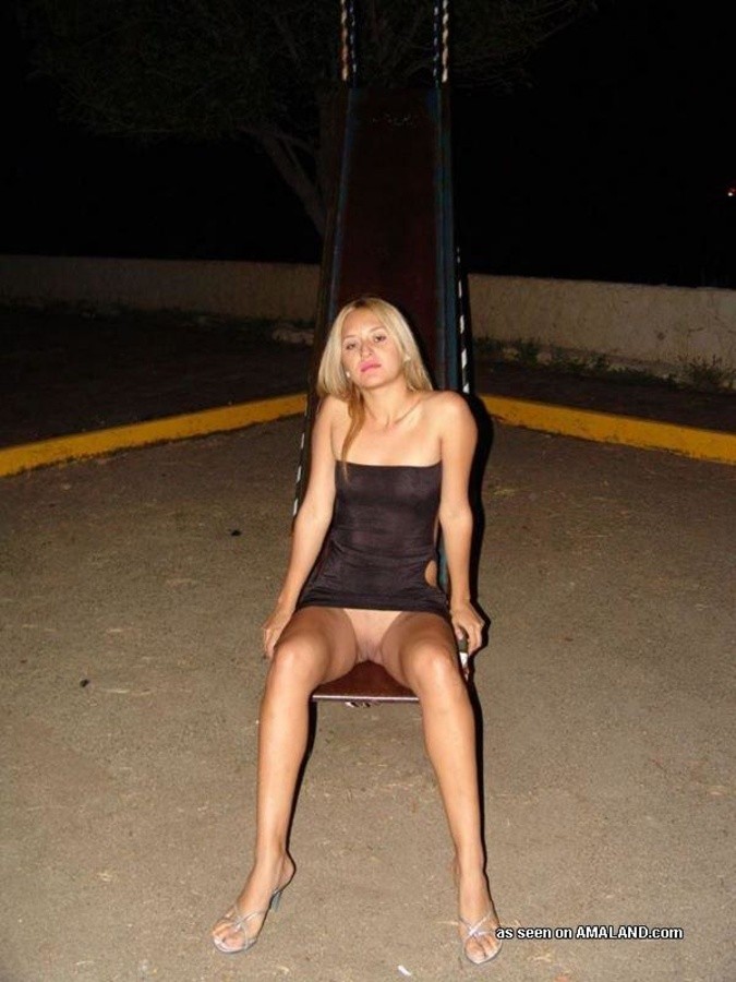 Selection of wild blonde chicks posing sleazy outdoors #67619149