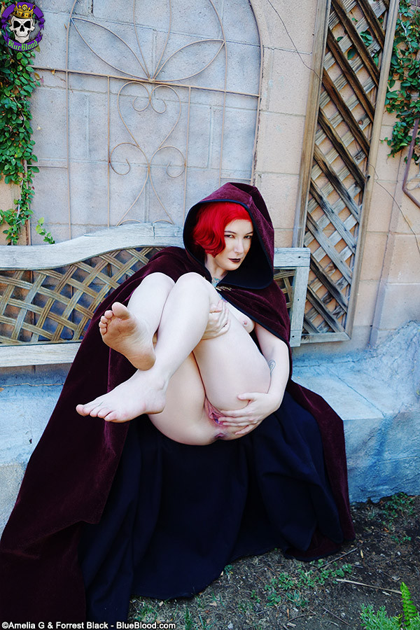 Magical pale redhead naked Cosplay in the garden #71052835