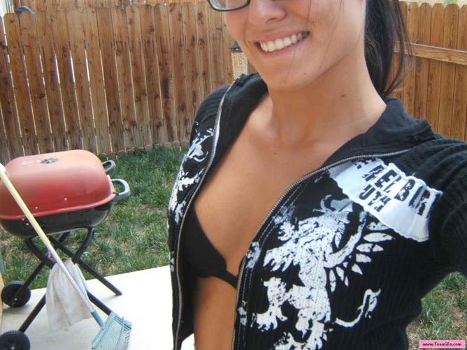 Hot brunette amateur slut teen solo teasing outdoors #74824913