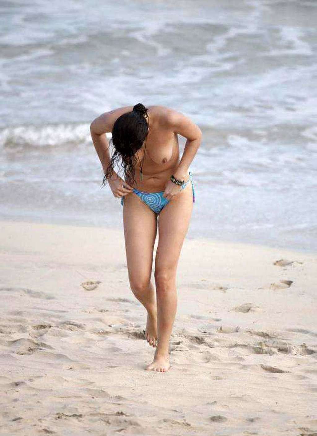 Shermine Shahrivar showing her nice big tits and looking sexy in bikini on beach #75336575