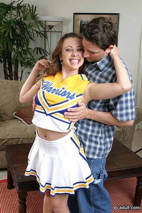 Hot cheerleader with beautiful eyes bangs two sporty cocks #75474369