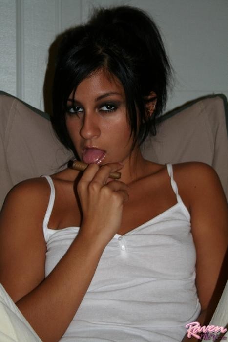 Raven Riley lights up a cigar while nude #79055114