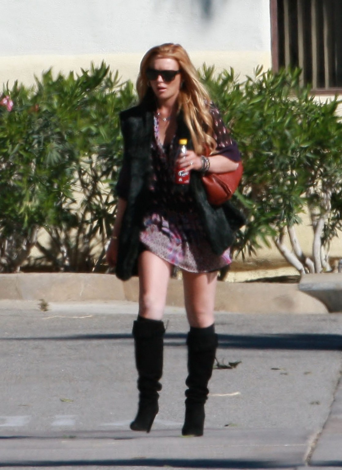 Lindsay Lohan leggy wearing mini skirt  fuck me boots outside Rancho Mirage #75325246