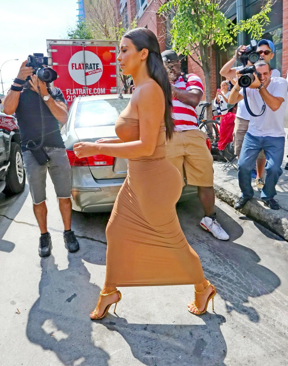 Kim Kardashian shows off her curvy body wearing a tight tube dress out in NYC #75193196