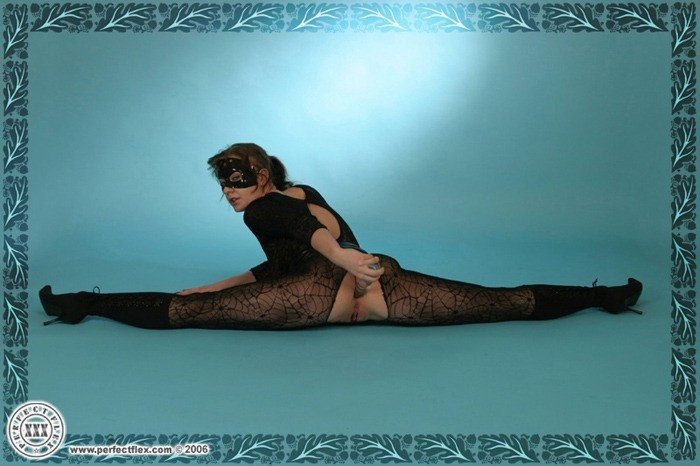 Sexy contortionist in a pantyhose body stocking toy her ass #69192662