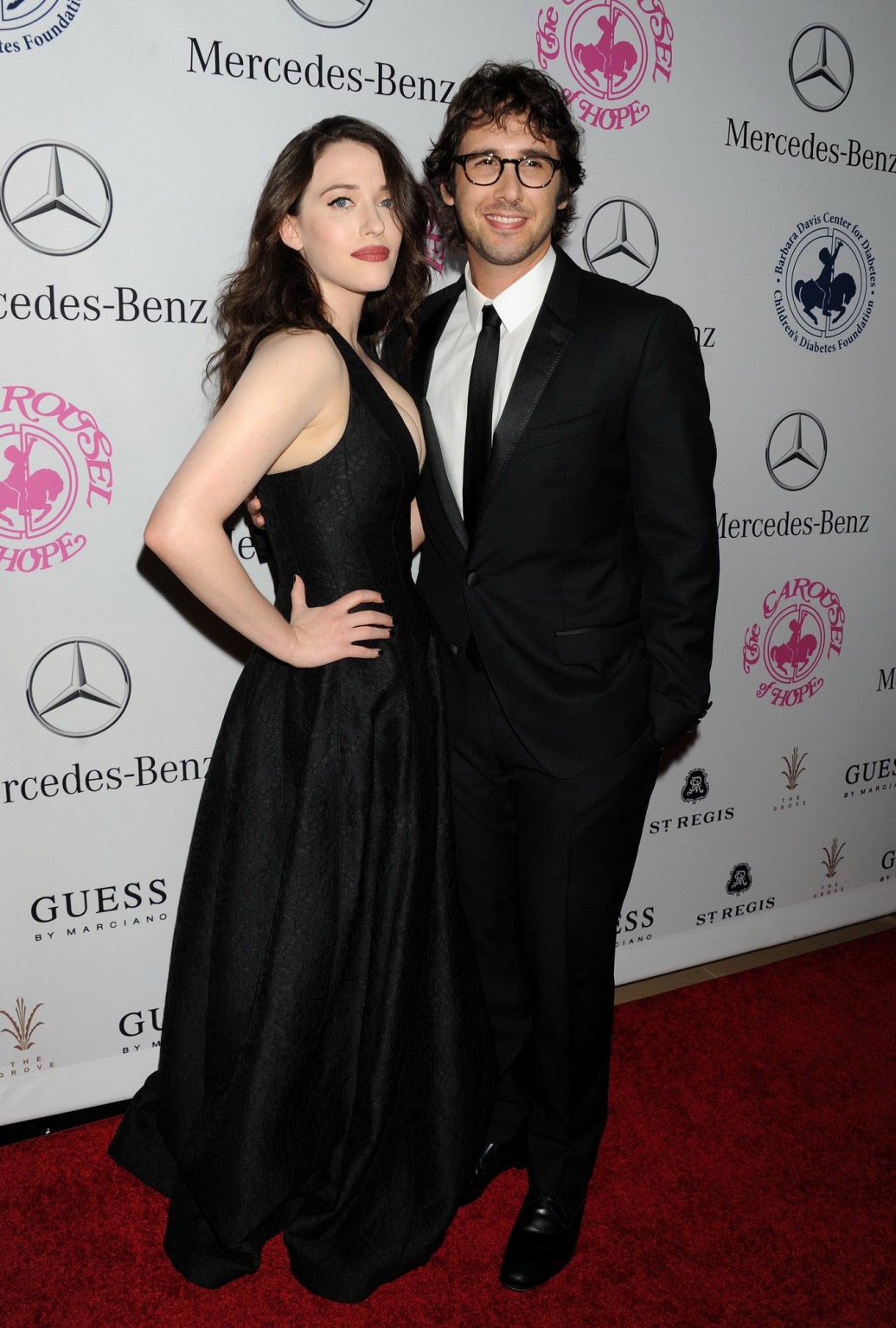 Kat Dennings flaunting her huge boobs braless in black low cut dress at 2014 Car #75183874