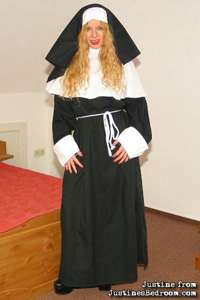 Nun on her knees sucking cock #76109497