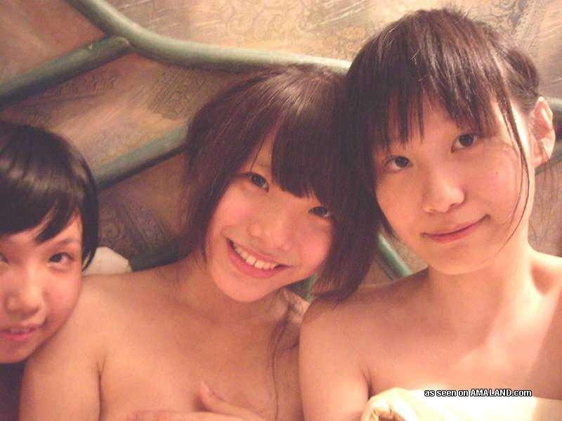 Naughty Korean chicks posing naked in a hotel room #69756365