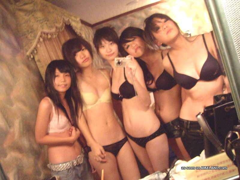 Naughty Korean chicks posing naked in a hotel room #69756416