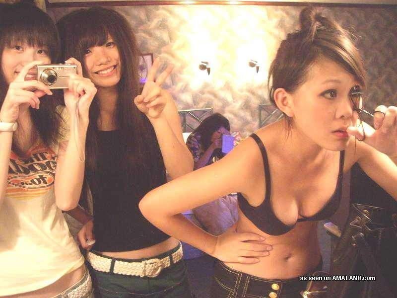 Naughty Korean chicks posing naked in a hotel room #69756420
