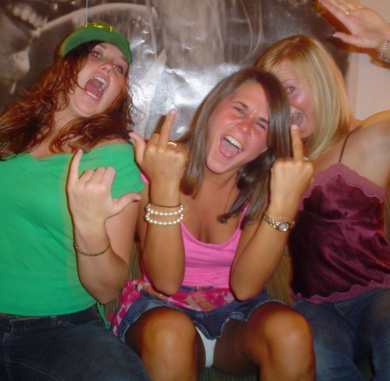 Trashed party babes posing and getting sleazy #77132670