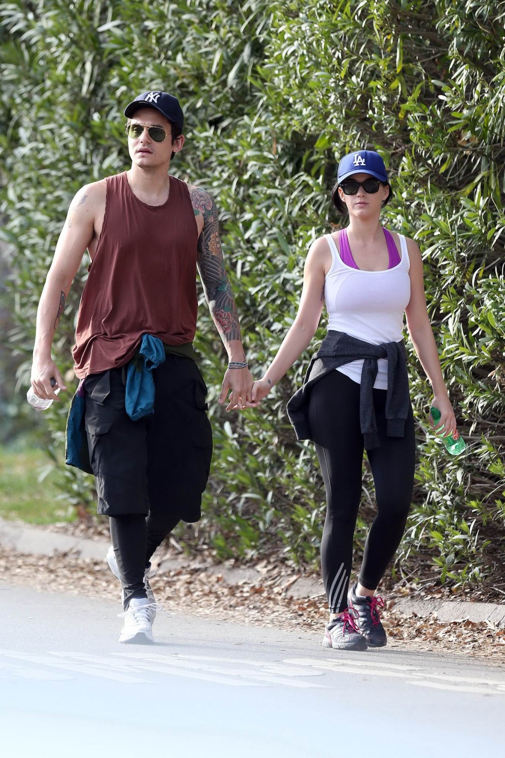 Katy Perry busty  booty wearing tight top and tights while hiking in Los Angeles #75242107