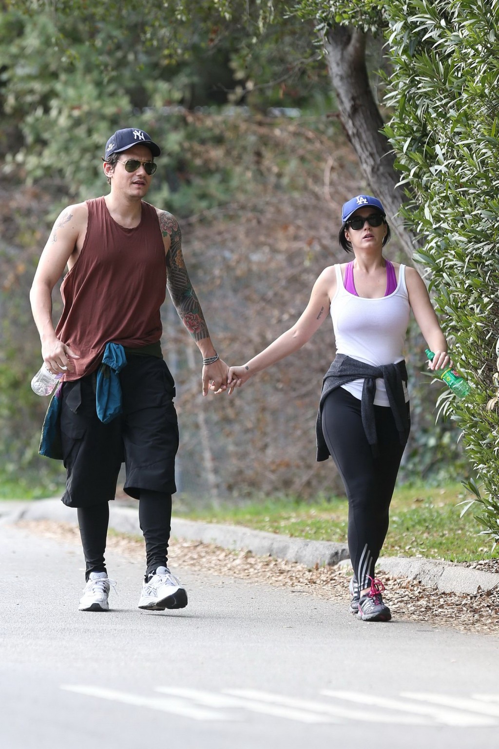Katy Perry busty  booty wearing tight top and tights while hiking in Los Angeles #75242112