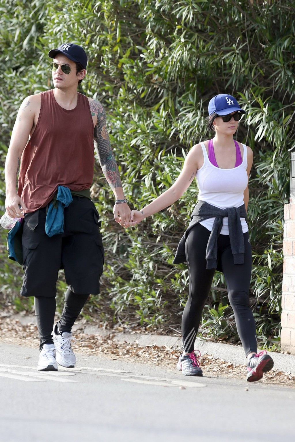 Katy Perry busty  booty wearing tight top and tights while hiking in Los Angeles #75242144