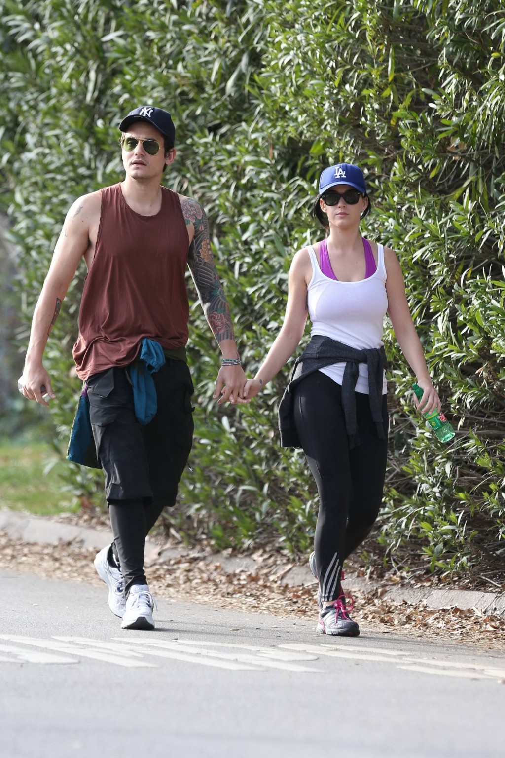 Katy Perry busty  booty wearing tight top and tights while hiking in Los Angeles #75242149