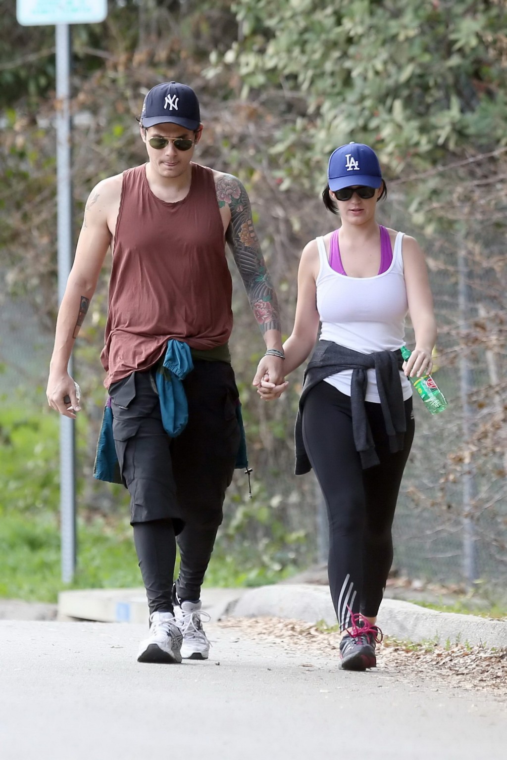 Katy Perry busty  booty wearing tight top and tights while hiking in Los Angeles #75242156
