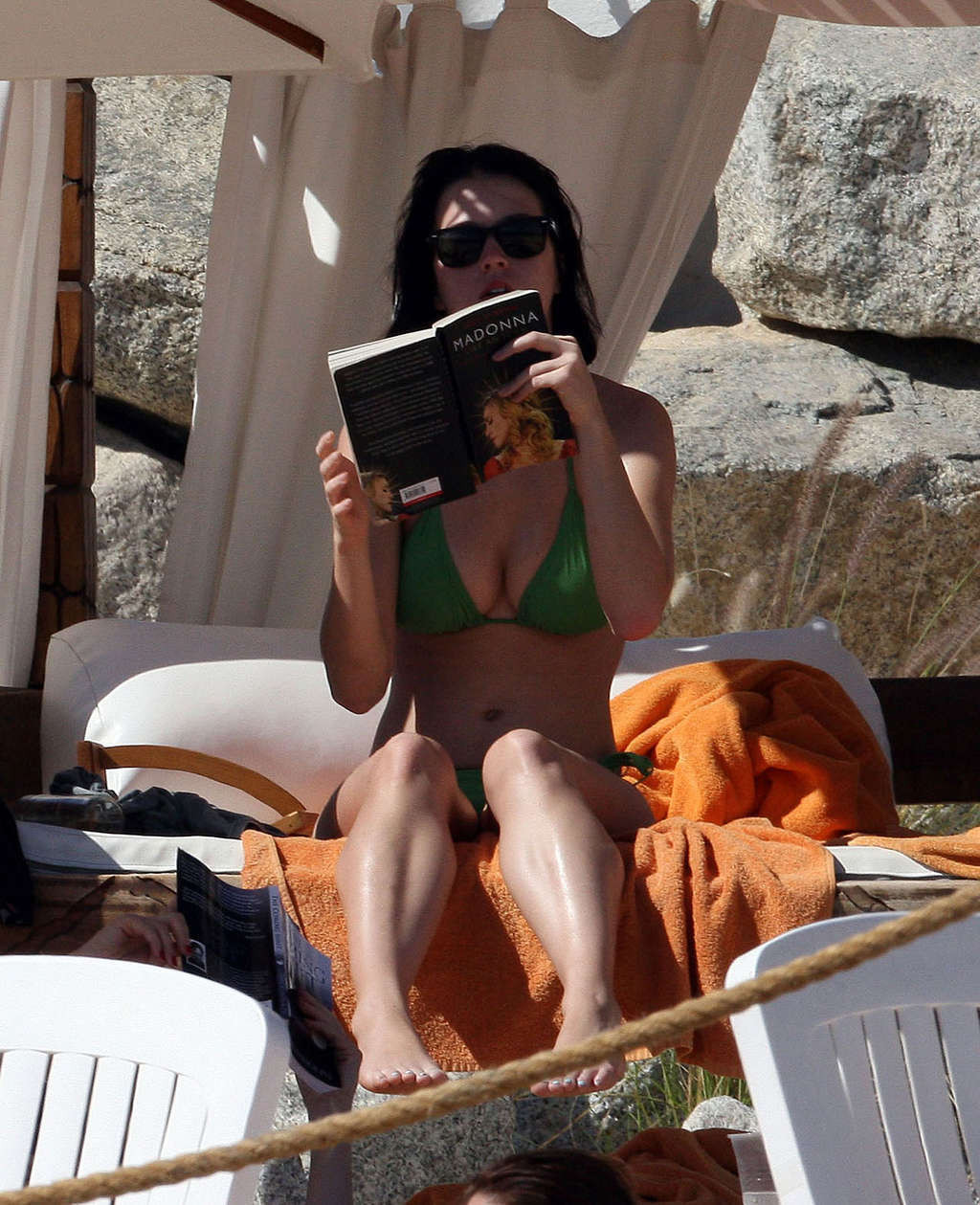 Katy Perry showing her nice and sexy ass in green bikini on beach #75372359