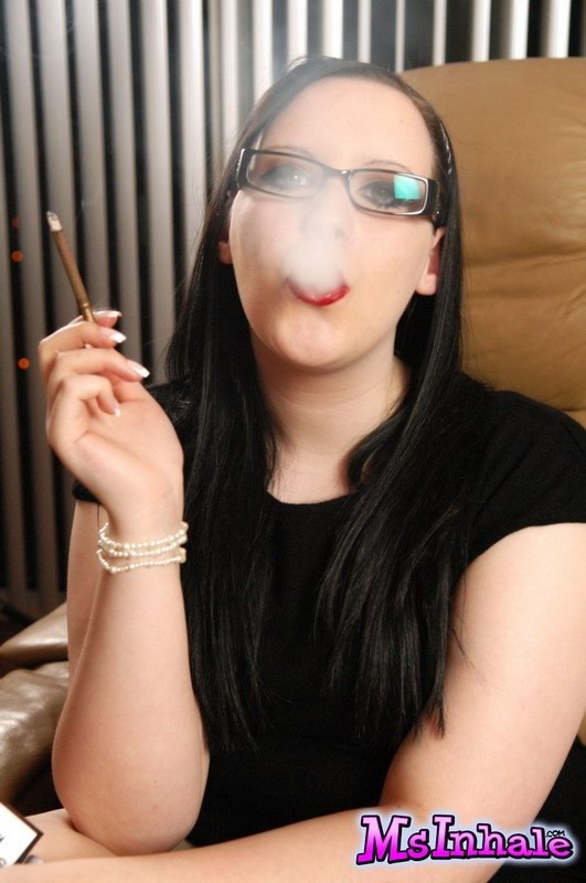brunette teen with glasses smoking #74982286