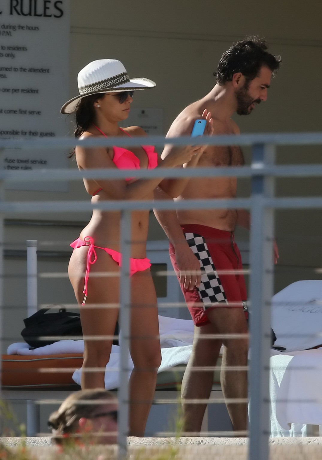 Eva Longoria flaunts her fabulous body in a hot pink bikini poolside in Miami #75167848