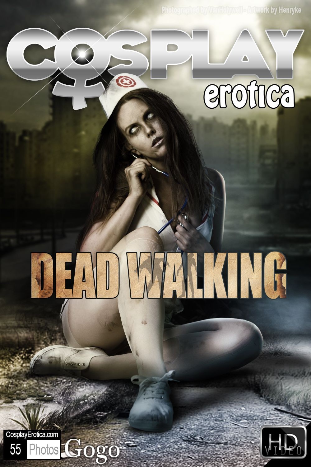Cosplay con zombie morti che camminano in uniforme infermiera nuda
 #73223870
