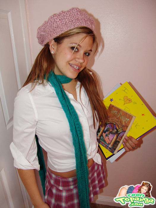 Sweet little school girl Topanga has fun while studying #78795301