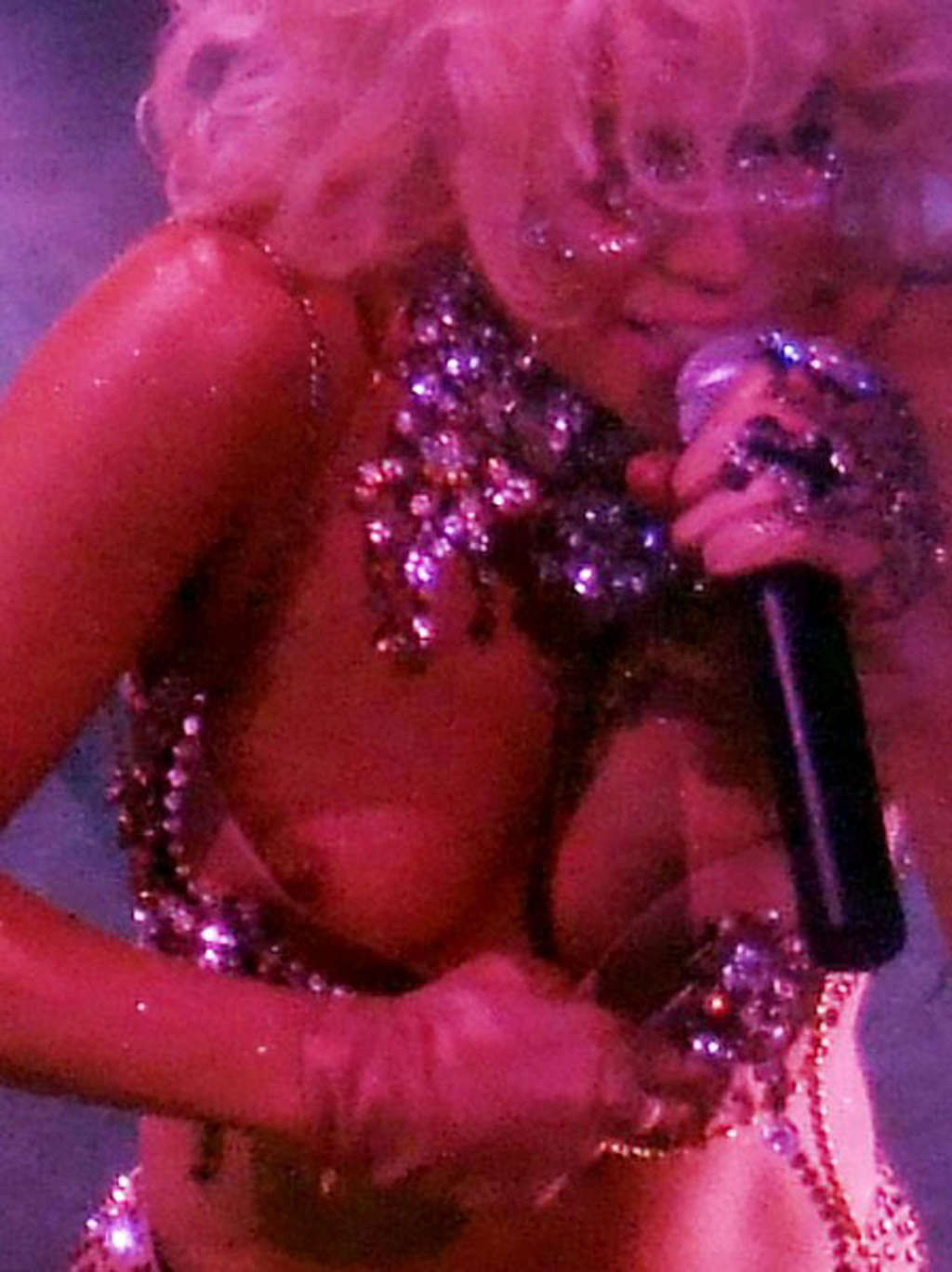 Lady Gaga posing all nude for some magazine and tits slip on stage paparazzi pic #75368618