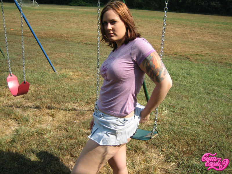 Candi Showing What's Up Her Skirt While Swinging On A Swing #75549025