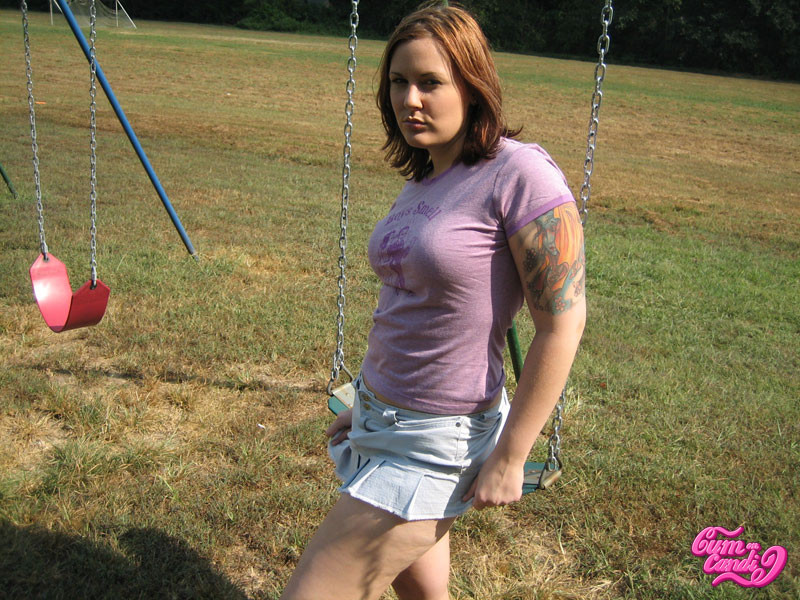Candi Showing What's Up Her Skirt While Swinging On A Swing #75549037